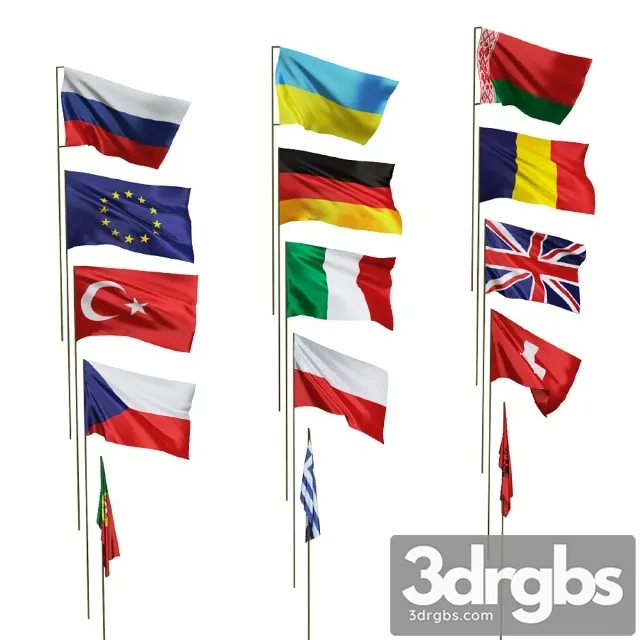 Flags Different Countries 3dsmax Download