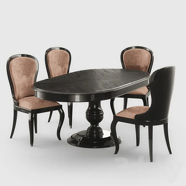 Flai Classic table and chair 3ds Max