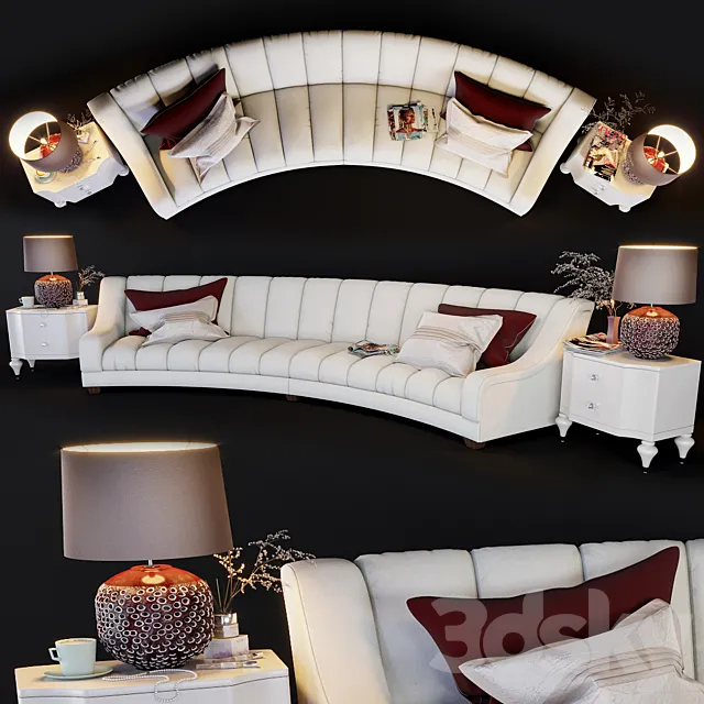 Flair Edition Contemporary Curved Sofa 3ds Max