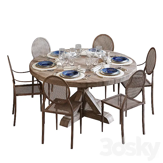 Flamant dining set 001 3DS Max Model