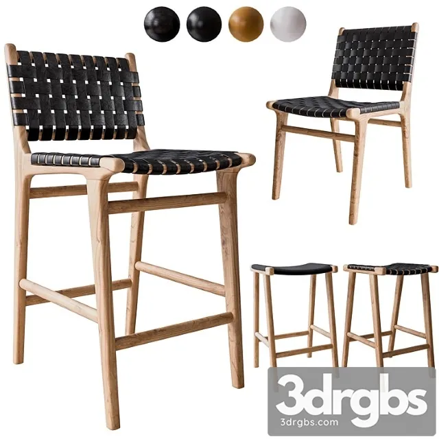 Flat and leather strapping dining chair and stools 2 3dsmax Download