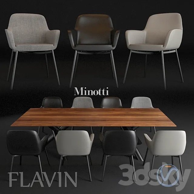 Flavin Chair and Vandyck Table Set 3ds Max