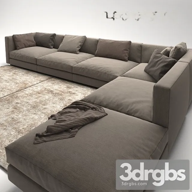 Flexform Gray Couch Sofa 3dsmax Download