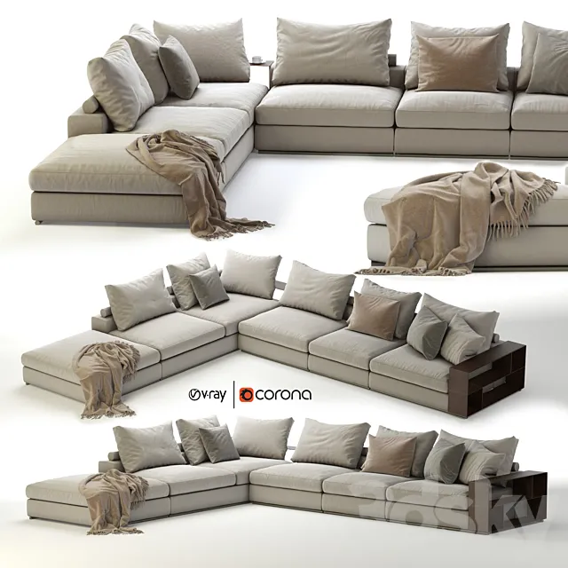 Flexform Groundpiece Sectional Sofa 3DS Max Model