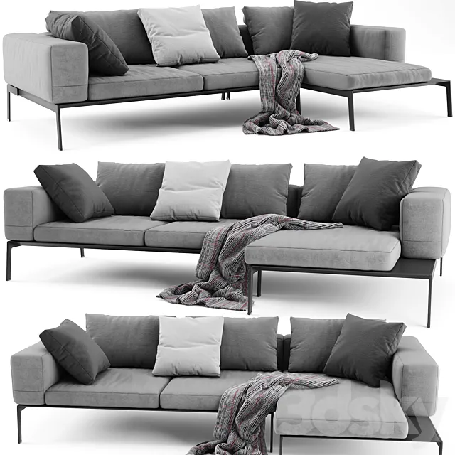 Flexform Lifesteel Sectional Sofa 3DSMax File