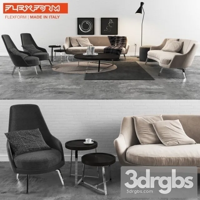 Flexform Sofa  Set 01 3dsmax Download