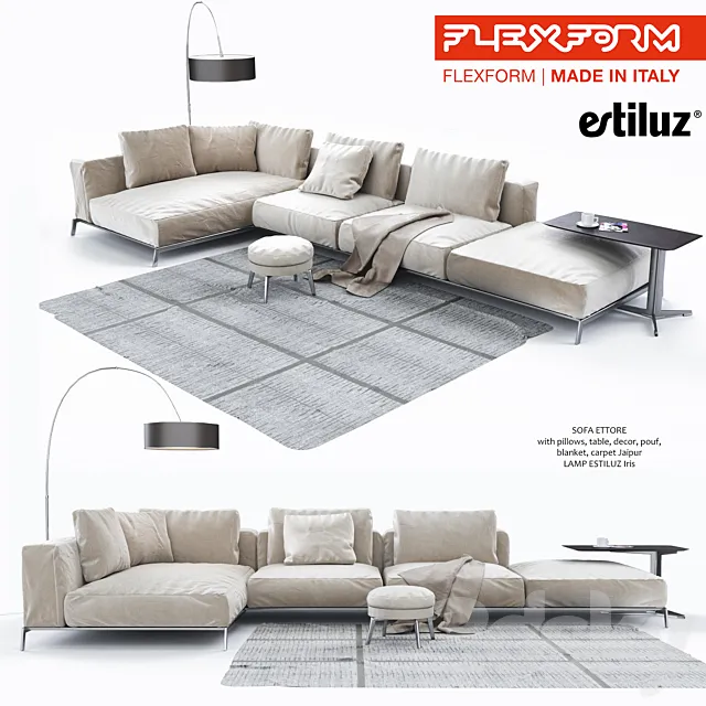 Flexform Sofa with decor 3ds Max