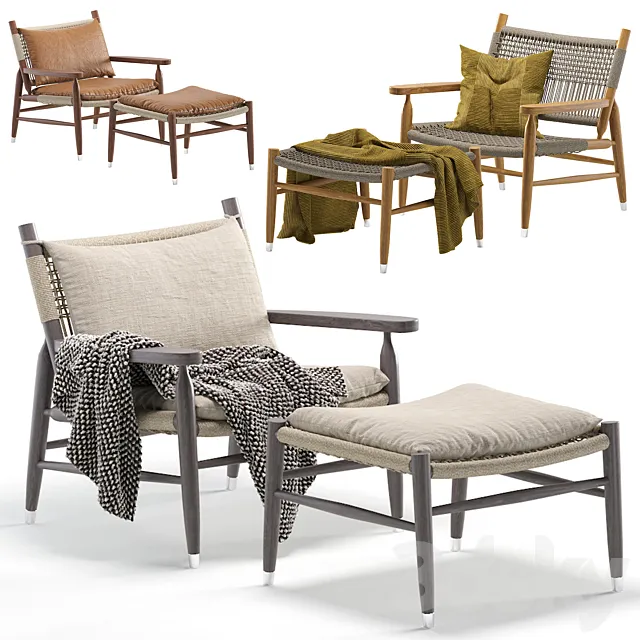 Flexform Tessa Armchair Fabric and Leather 3 Colors Version 3ds Max