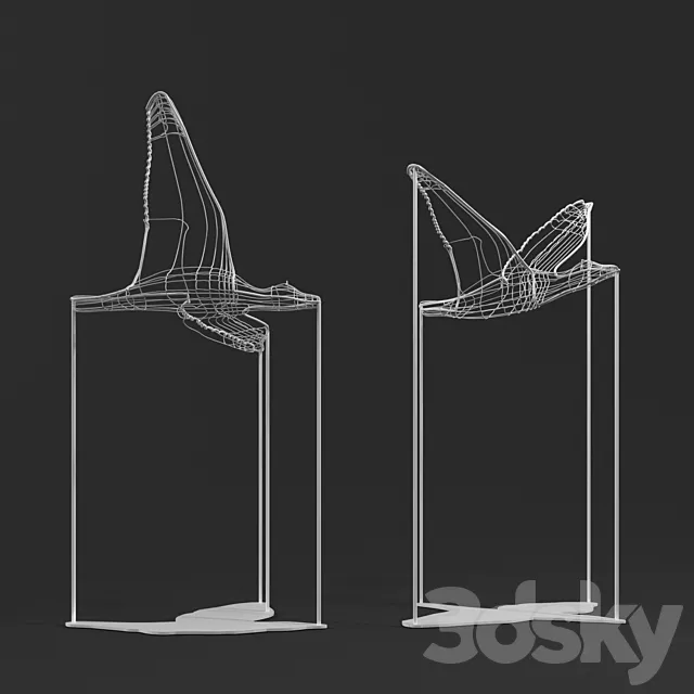 Flight Shadows decor sculpture by Artem Zakharchenko _ two white birds 3DS Max Model