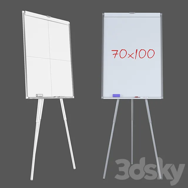 Flipchart Attache 70×100 tripod 3DS Max Model