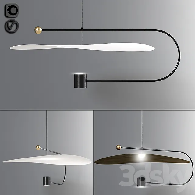 Float wide pendant light 3ds Max