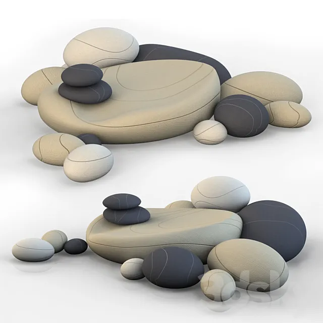 Floor cushions stones chair SMARIN 2 3ds Max