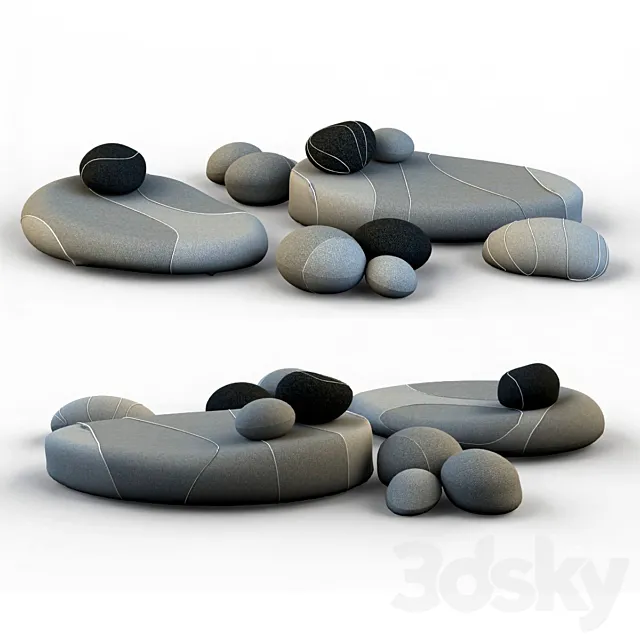 Floor cushions stones chair SMARIN 3 3ds Max