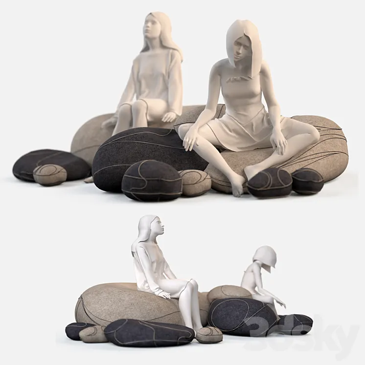 Floor cushions stones №2 (Smarin Factory) 3DS Max