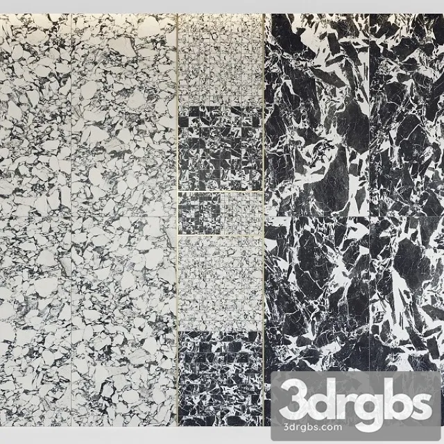 Floor Gres Pebble Fragment BW Marble Set 3 3dsmax Download