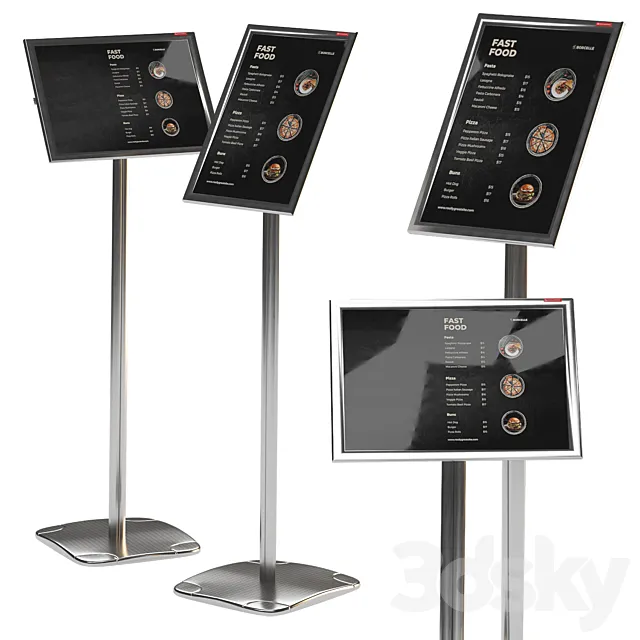 Floor information stand A3 BRAUBERG Extra with restaurant menu 3ds Max