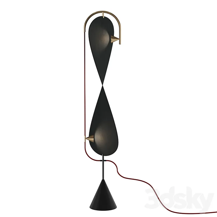 Floor lamp with spiral textile screen conical shades and base Article: ramblas01 3DS Max Model