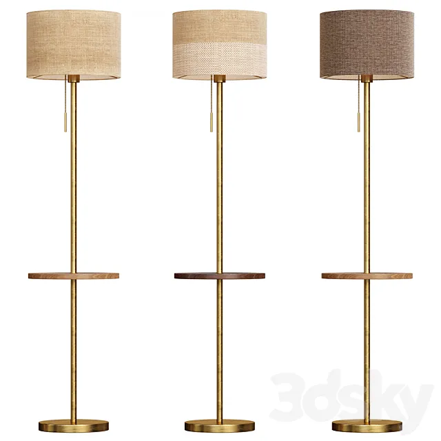 Floor lamp with textile lampshade and table 3DS Max Model