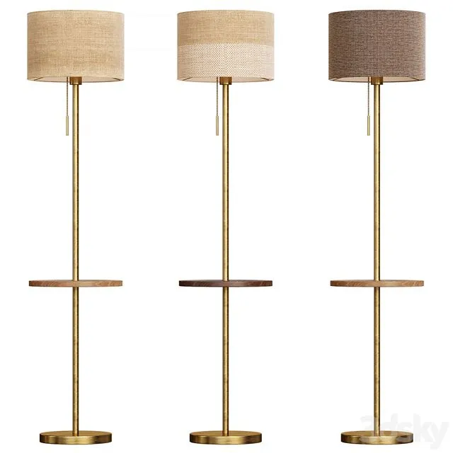 Floor lamp with textile lampshade and table 3dsMax Model