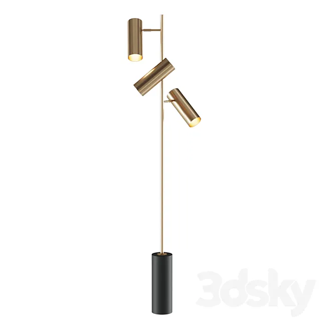 Floor lamp with three cylindrical swivel shades and marble base Article Number: sirene01 3ds Max
