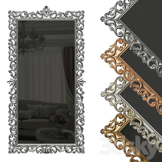 Floor mirror in a carved frame (baguette) 3DSMax File