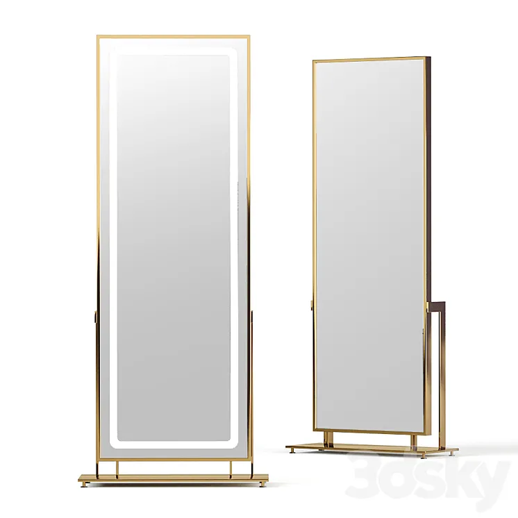 Floor mirror in brass frame LN002F from Apika 3DS Max