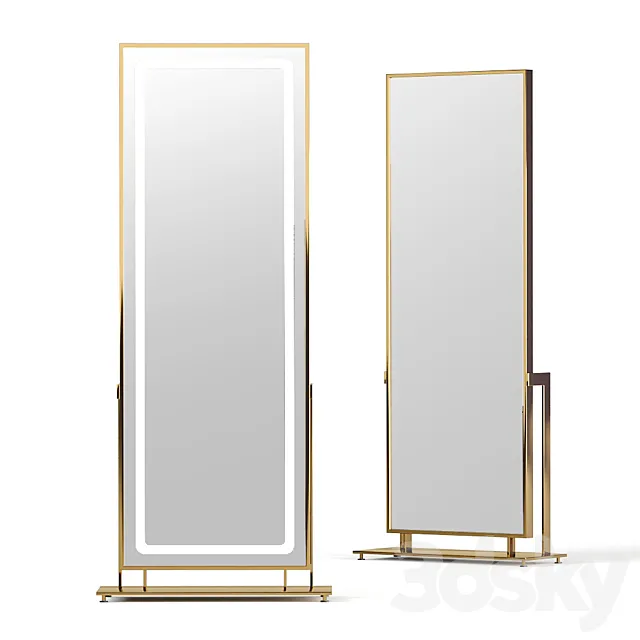 Floor mirror in brass frame LN002F from Apika 3DSMax File