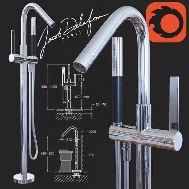 Floor mixer Jacob Delafon Stillness 3dsMax Model
