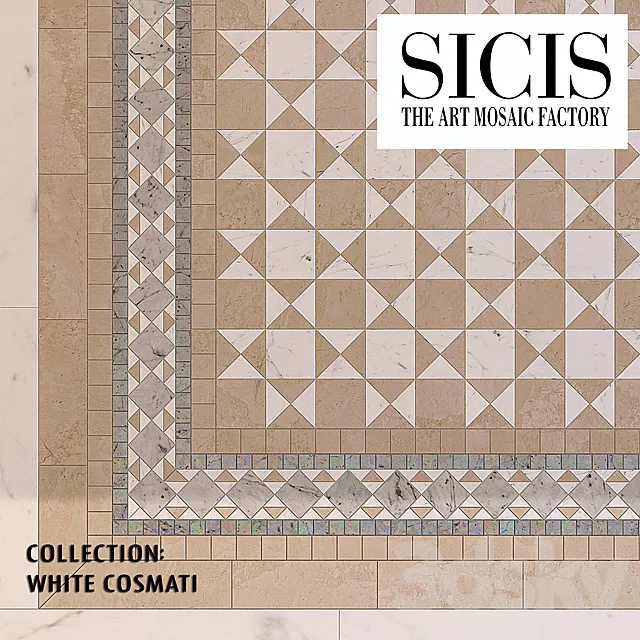 Floor mosaic SICIS White Cosmati 3DS Max Model