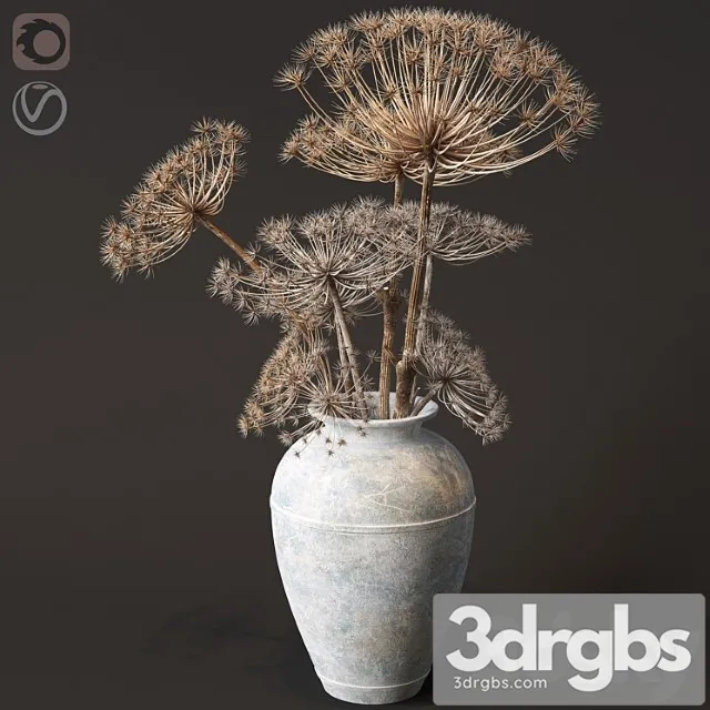 Floor vase with dry hogweed