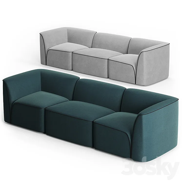 Flora 3-Seater Sofa by Woud Design 3DS Max Model