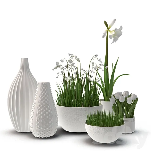 floral arrangement with vases 3DSMax File