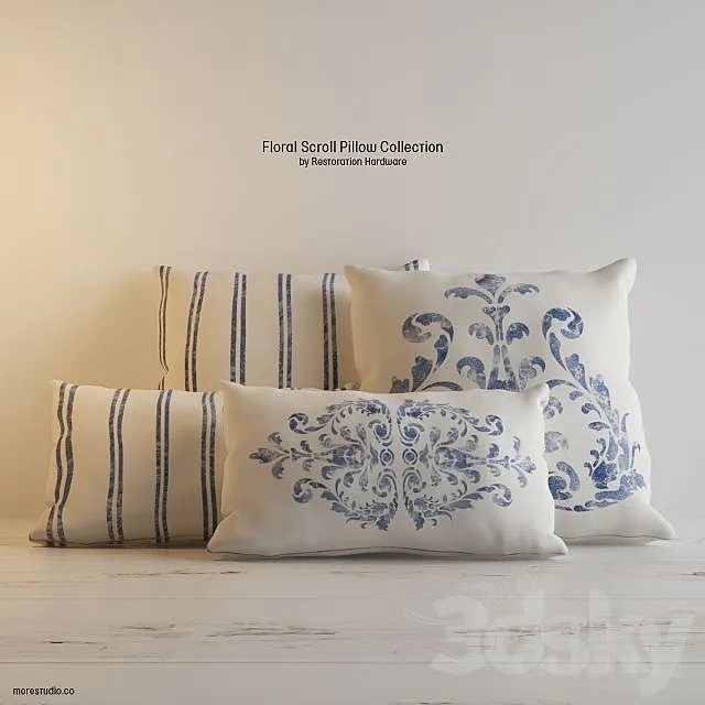 FLORAL SCROLL PILLOW COLLECTION 3DSMax File
