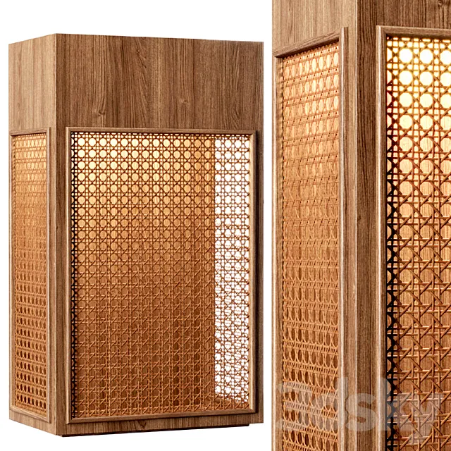 Florence rattan wall lantern FV3 _ Rattan wall lamp 3DS Max Model