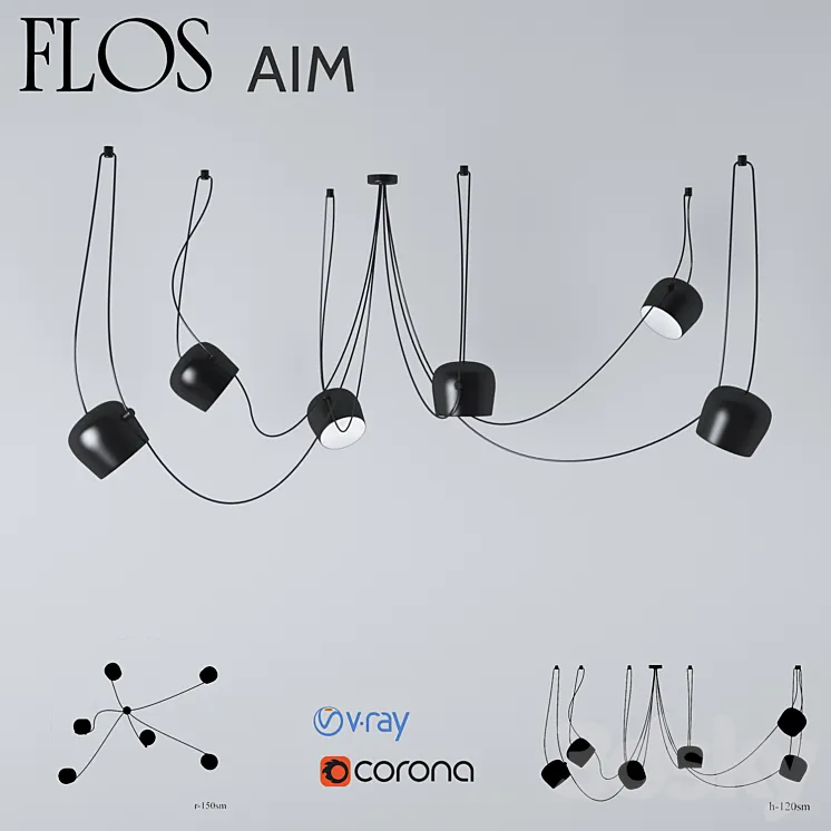Flos Aim (6) designed by R. & E. Bouroullec 3DS Max