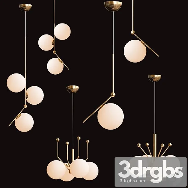 Flos ic lights set gold lamp 3dsmax Download