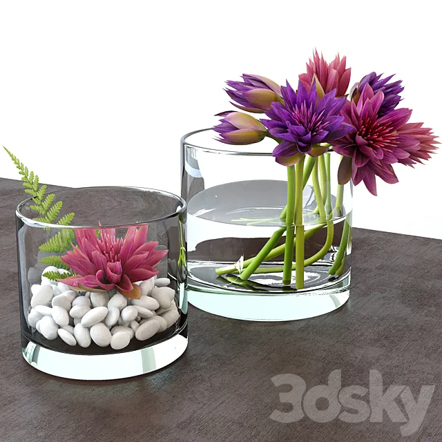 Flower arrangement in a glass vase 3DSMax File