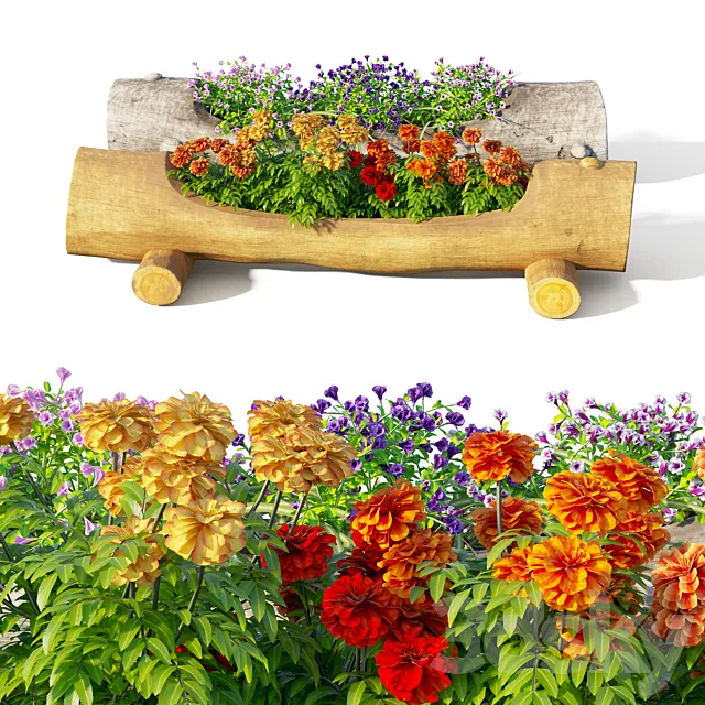 Flower bed log 3ds Max