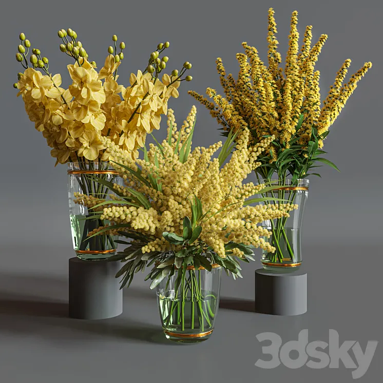Flower Set 011 Yellow flowers. 3DS Max Model