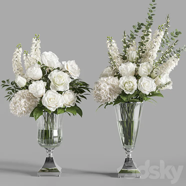 Flower Set 023 White bouquet 3DS Max Model