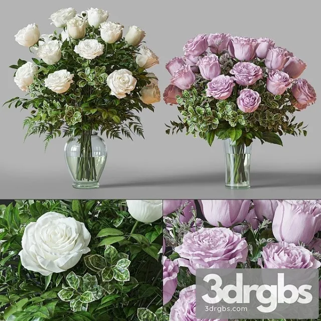 Flower Set 029 White and Pink Rose 3dsmax Download