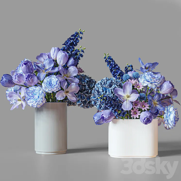 Flower Set 031 Blue Flowers 3DS Max Model