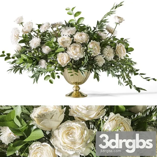Flower Set 053 White Rose Dahlia Big Bouquet 3dsmax Download