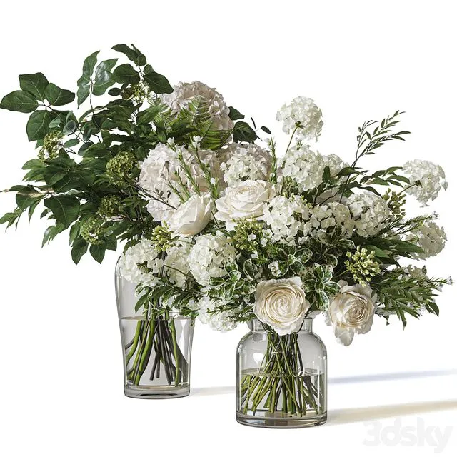 Flower Set 060 Hydrangea Rose 3dsMax Model