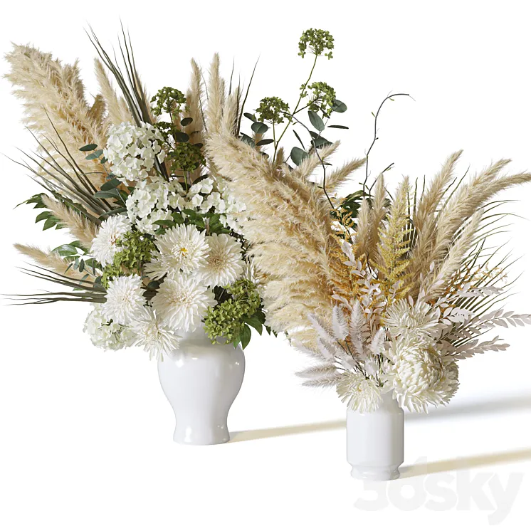 Flower Set 063 pampas chrysanthemum dahlia 3DS Max Model
