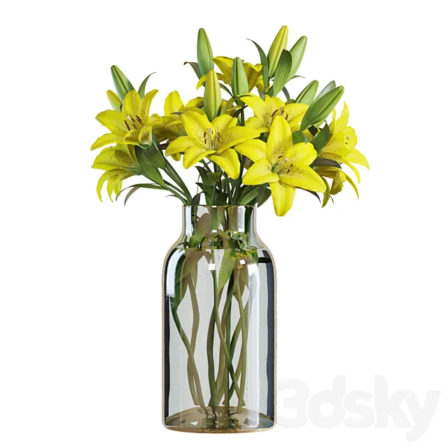 Flower Set 11 _ Yellow Lilies Bouquet 3dsMax Model