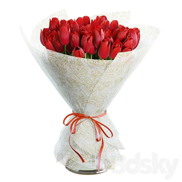 Flower Set 30 _ Red Tulips Bouquet 3dsMax Model