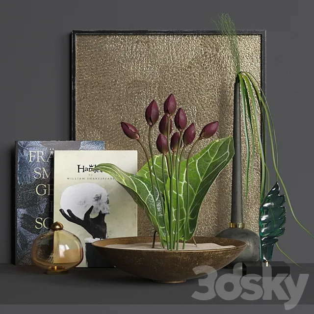 Flower tulips decor set 3ds Max