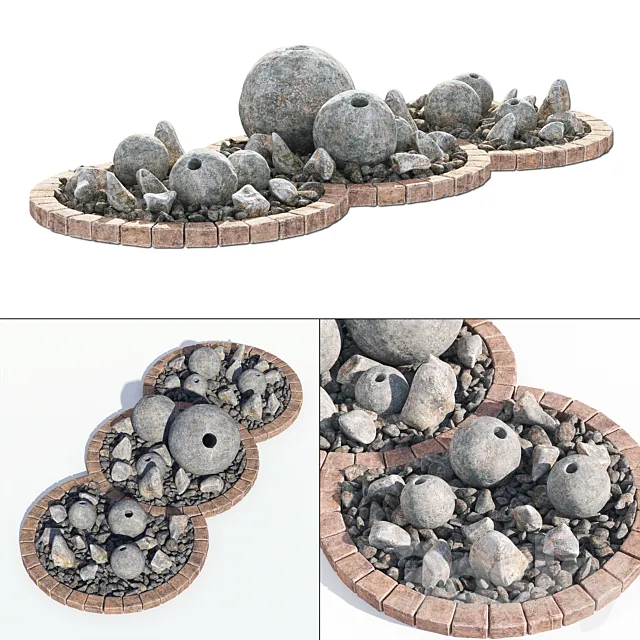 Flowerbad stone decor No. 3 _ Flowerbed with stone decor 3DS Max Model