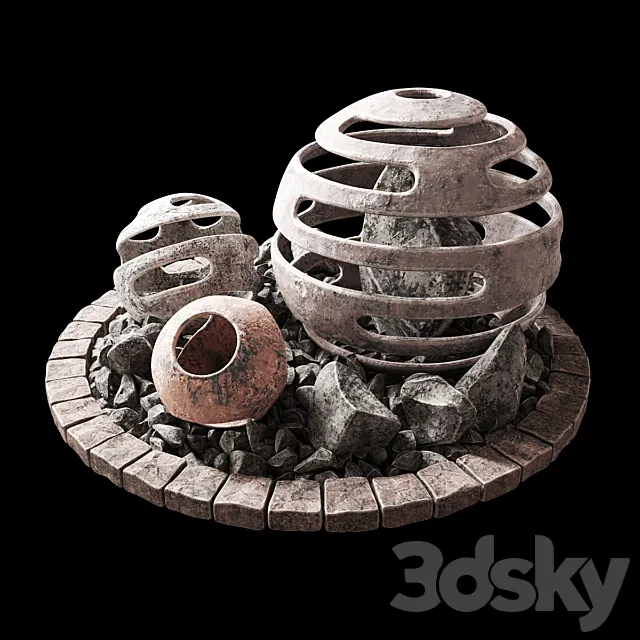 Flowerbed with stone decor _ Flowerbed with stone decor 3DS Max Model